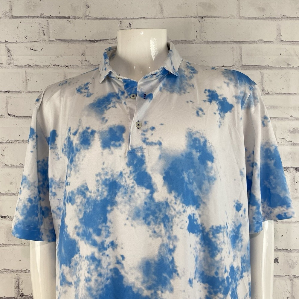 Stitch Shirt Men's‎ XXL 2XL Tie Dye Polo Golf Short Sleeve Golfing Blue